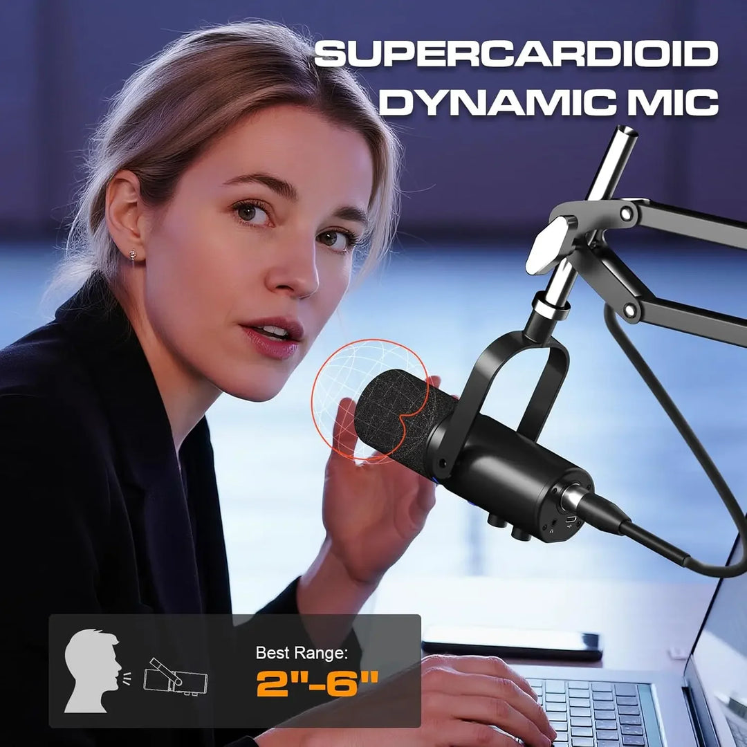 G-Mix Dynamic Podcast Microphone with USB &amp; XLR Professional Mic for Recording, Streaming &amp; Gaming