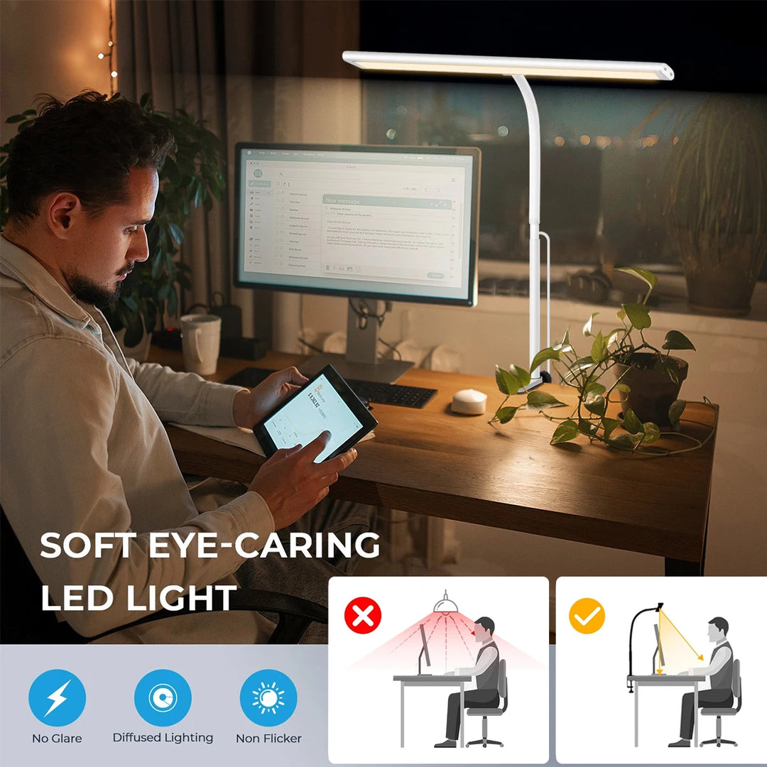 G Workspace LED Desk Lamp with Flexible Gooseneck Stepless Dimmable Workspace Light
