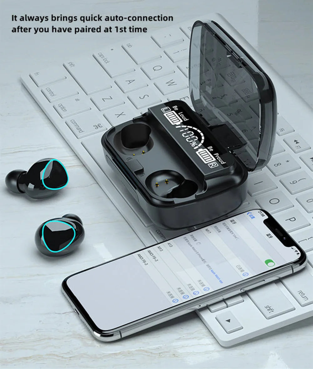 G Audio M10 Wireless Bluetooth Earbuds Stereo Earphones with Charging Case &amp; Portable Power Bank