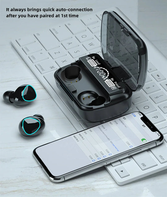 G Audio M10 Wireless Bluetooth Earbuds Stereo Earphones with Charging Case &amp; Portable Power Bank