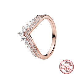 New Hot 925 Silver Crown Sparkling Rings Sun Moon Celestial Wishbone Women's Set Ring Wedding Diy Charm Luxury DIY Jewelry Gift