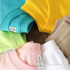 Bornladies Summer 100% Cotton Women's T-shirt Bottoming Basic Fashionable Solid Lady Short Sleeve Loose Tops Shirts 230g/㎡ Tops