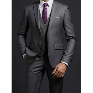 G Style Men's 3-Piece Business Suit  Slim Fit Blazer, Vest & Trousers for Weddings & Formal Events