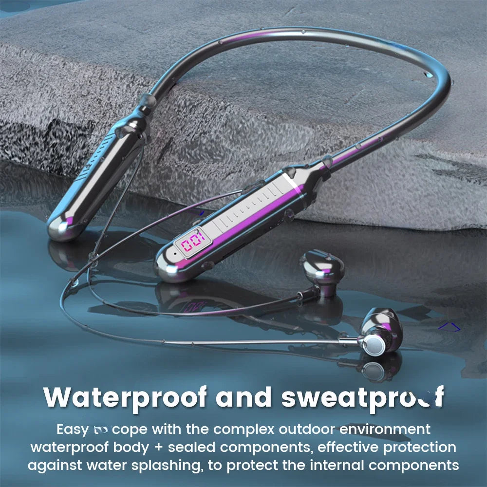 G Audio Bluetooth 5.3 Wireless Neckband Earphones Magnetic Earbuds with LED Display &amp; HD Stereo Sound