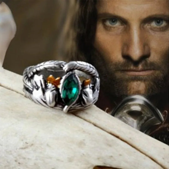 G Style Fantasy Green Crystal Ring Vintage Unisex Statement Fashion Jewelry