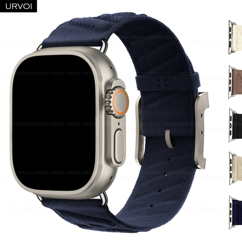 URVOI Strap for Apple Watch Ultra sporty En Mer band Bleu Nuit ocean waves pattern Polyamide custom buckle wristband for iWatch