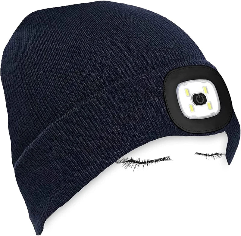 G Active Rechargeable LED Beanie Hat Knit Winter Cap with Removable USB Headlamp