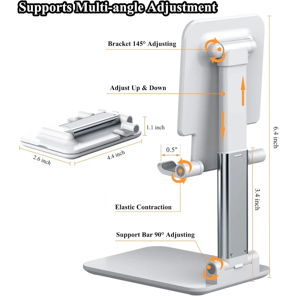 G Workspace Adjustable Cell Phone Stand Height & Angle Adjustable Desk Holder for Smartphones