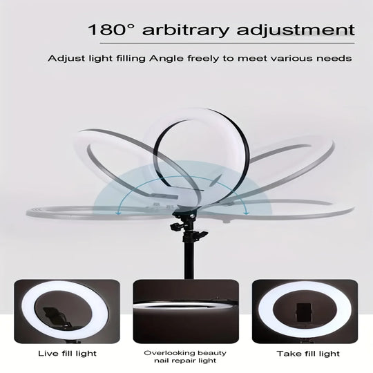 G Creator 10-Inch Dimmable LED Ring Light with Overhead Mount Stand for Content Creation &amp; Product Photography