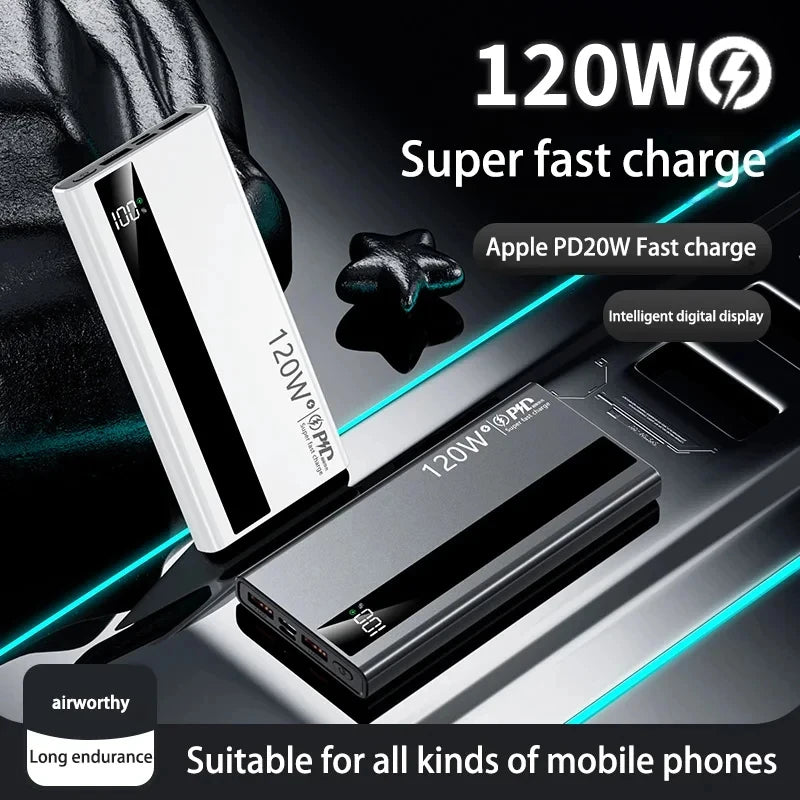 G Creator 120W Fast Charging Power Bank High-Capacity Portable Charger with PD 20W for Phones &amp; Tablets
