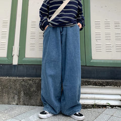 Y2k Jeans Men's Personality Solid Color Classic Korean Fashion Denim Trousers Male Harajuku Jeans Straight Wide Leg Pants
