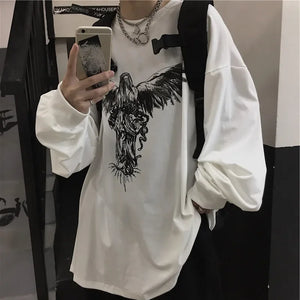 G Style Men's Long Sleeve Graphic T-Shirt Vintage Baggy Streetwear Tee