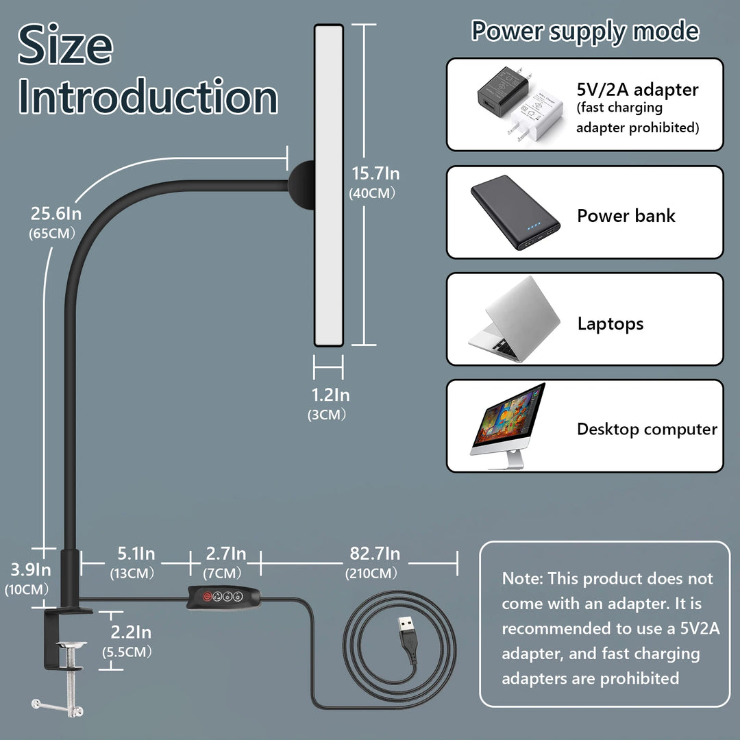 G Workspace LED Desk Lamp with Clamp 30 Lighting Modes, Flexible Gooseneck &amp; Adjustable Brightness
