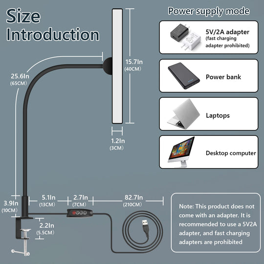 G Workspace LED Desk Lamp with Clamp 30 Lighting Modes, Flexible Gooseneck &amp; Adjustable Brightness