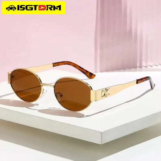 G Style Oval Metal Sunglasses Unisex Retro UV400 Eyewear