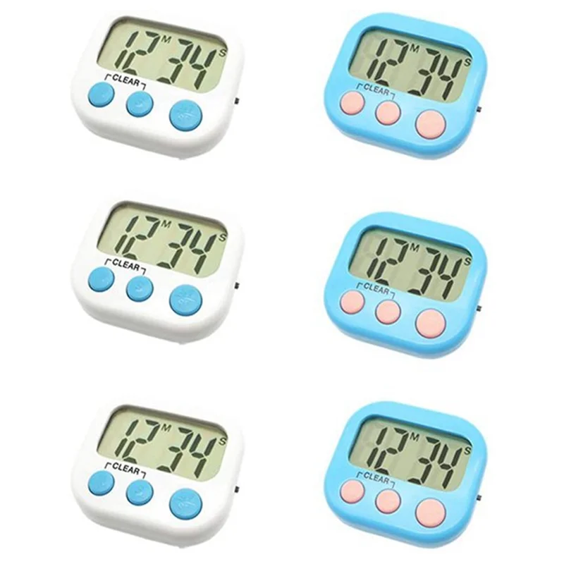 G Workspace 6PCS Digital Classroom Timers for Teachers &amp; Kids Portable Countdown Timer Set (White &amp; Blue)