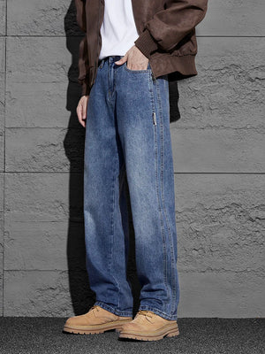G Style Men's Vintage Baggy Jeans Wide-Leg Streetwear Denim Pants