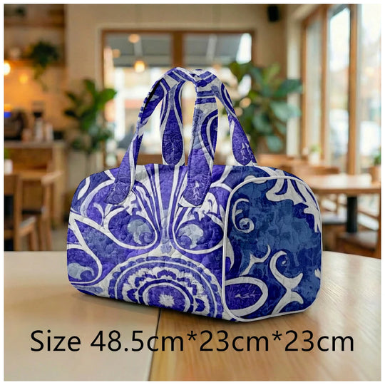 G Travel Quilted Tote Bag Large Paisley Print Shoulder Handbag for Travel &amp; Everyday Use