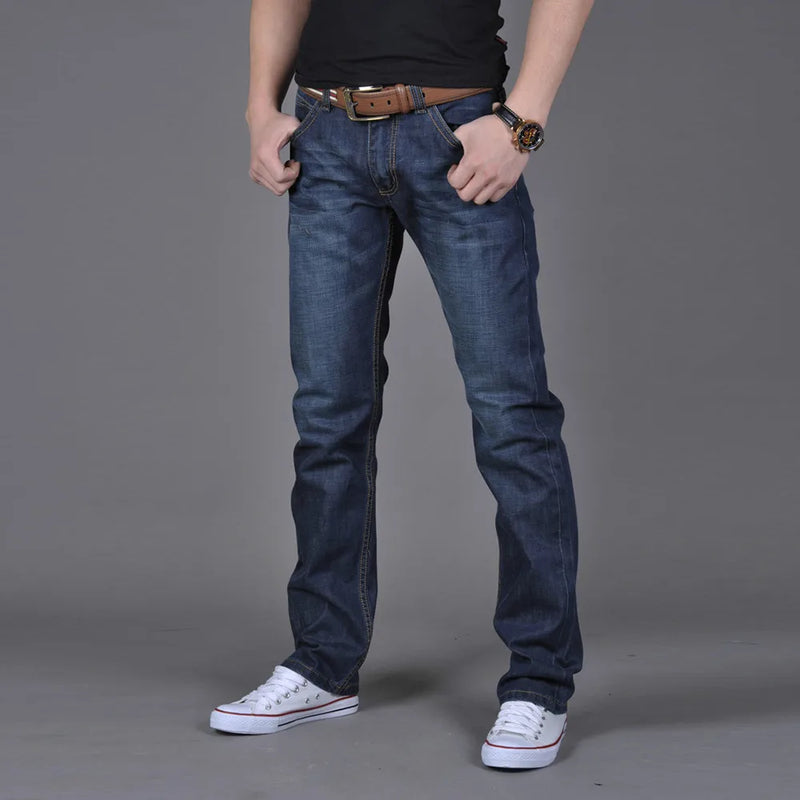 Men's Workwear Denim Trousers 2024 New Casual Autumn Spring Hip Hop Long Jeans Trousers Stretch Loose Male Straight Denim Pants