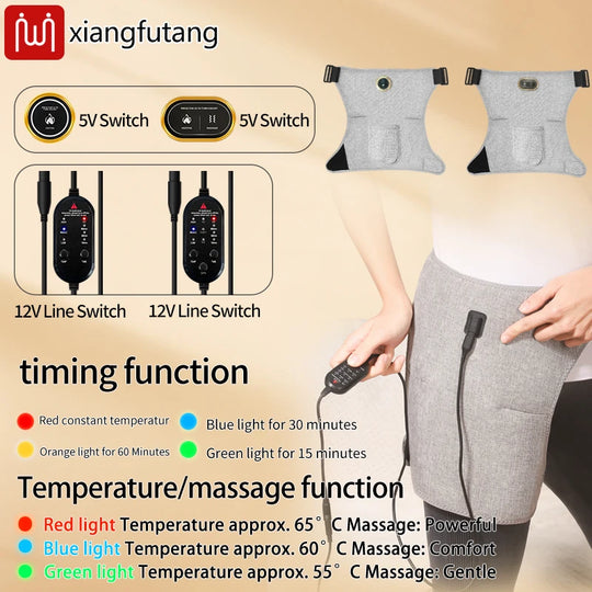 G Active Heated Hip Massager 3-Level Waist &amp; Hip Massage Wrap with Red Light &amp; Vibration