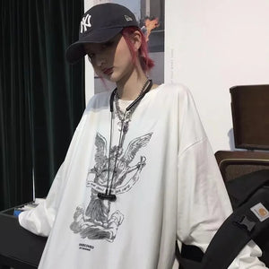 G Style Men's Long Sleeve Graphic T-Shirt Vintage Baggy Streetwear Tee