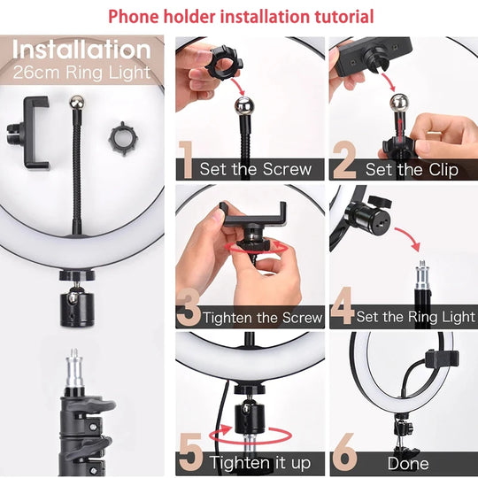 G Creator 10-Inch LED Ring Light with Phone Holder Dimmable Selfie Light for Content Creation &amp; Makeup