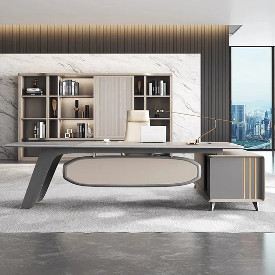 G Workspace Modern Luxury Executive Wooden Office Desk Premium Office Table for Professional Workspaces