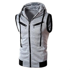 2023 New Fashion Zipper Cardigan Sweater Mens Sleeveless Hooded Vest Jacket Plus Size S-3XL Streetwear Vest Hoodies