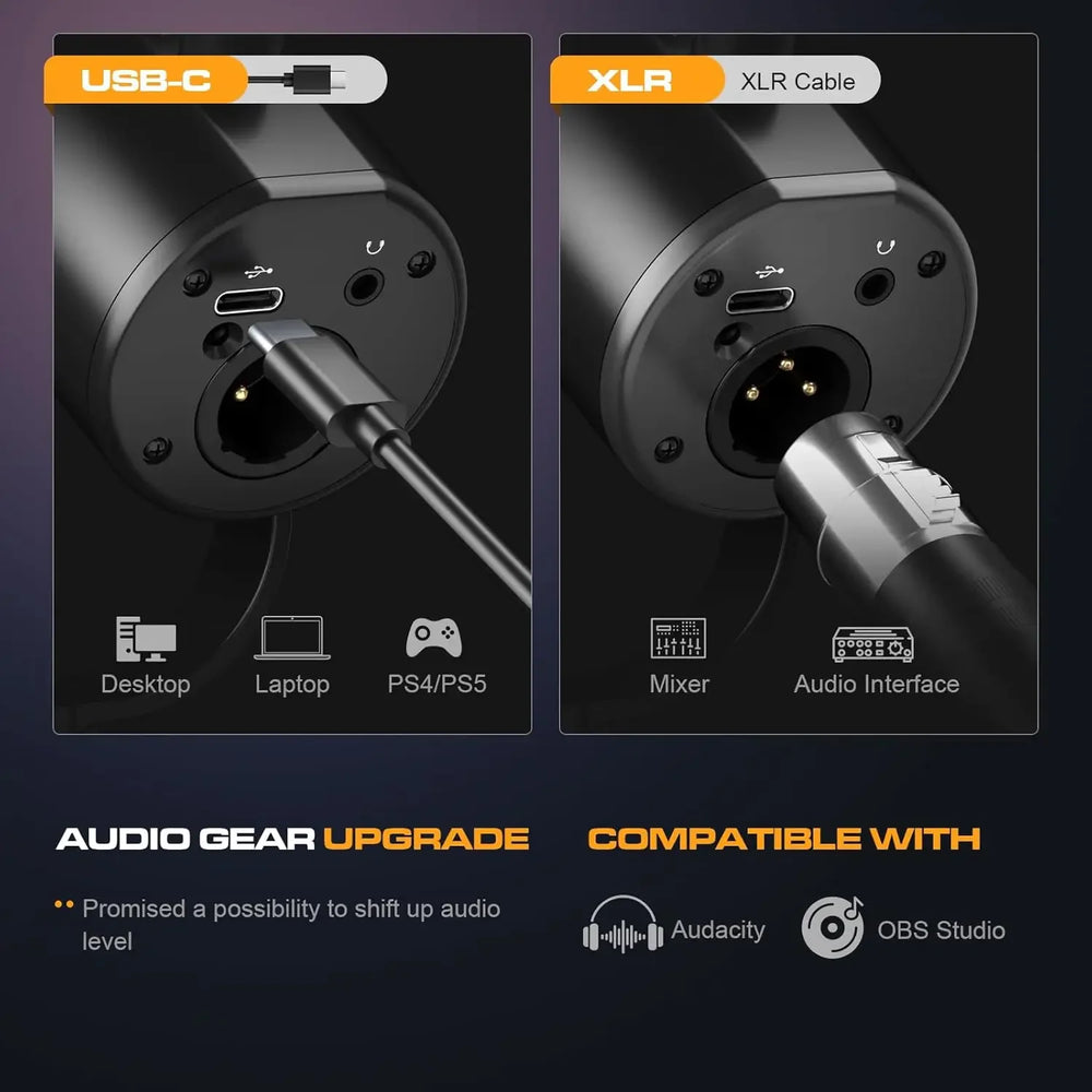 G-Mix Dynamic Podcast Microphone with USB & XLR Professional Mic for Recording, Streaming & Gaming