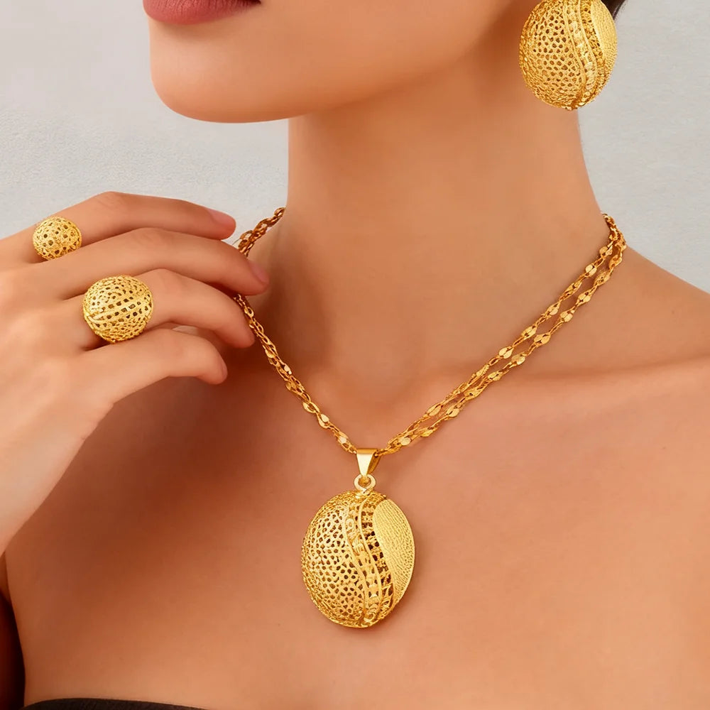 G Style Gold-Plated Jewelry Set Women's Necklace & Earrings Gift Collection