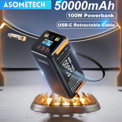 G Creator 50,000mAh 100W PD Power Bank Fast Charging Portable Charger with Retractable USB-C Cable