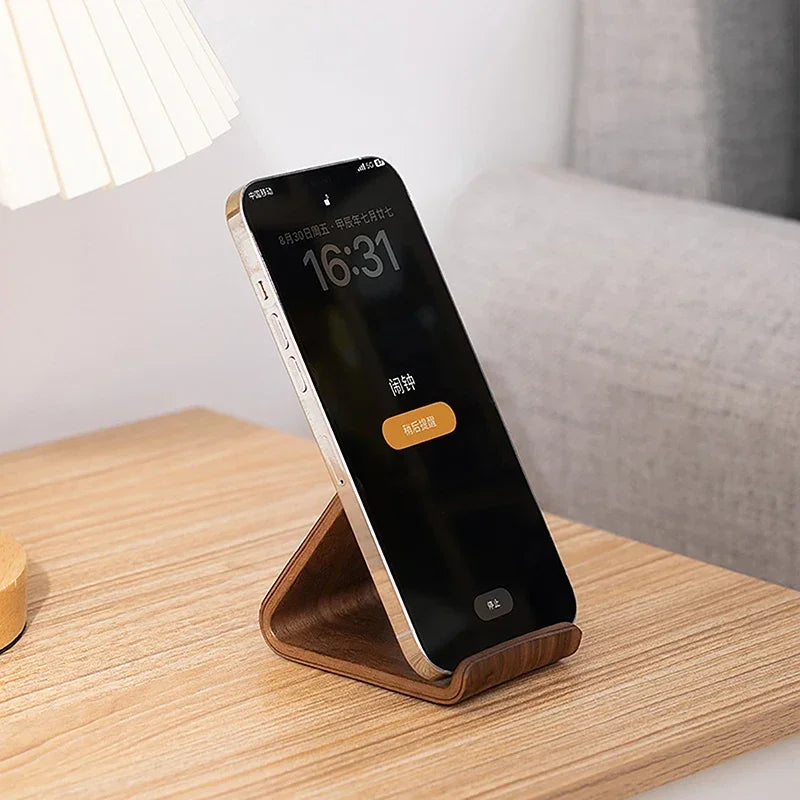 G Workspace Solid Wood Phone Stand Minimalist Wooden Mobile Phone Holder for Desk &amp; Bedside