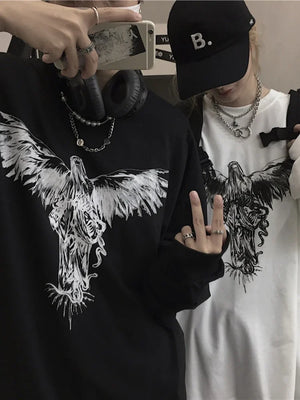 G Style Men's Long Sleeve Graphic T-Shirt Vintage Baggy Streetwear Tee