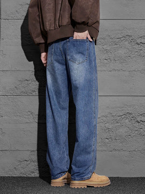 G Style Men's Vintage Baggy Jeans Wide-Leg Streetwear Denim Pants