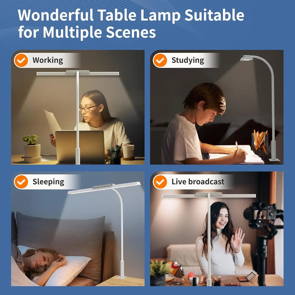 G Workspace LED Desk Lamp with Clamp Touch Control, Stepless Dimming & 3 Color Lighting Modes