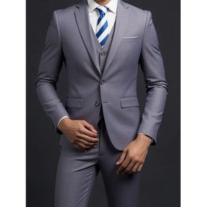 G Style Men's 3-Piece Business Suit  Slim Fit Blazer, Vest & Trousers for Weddings & Formal Events