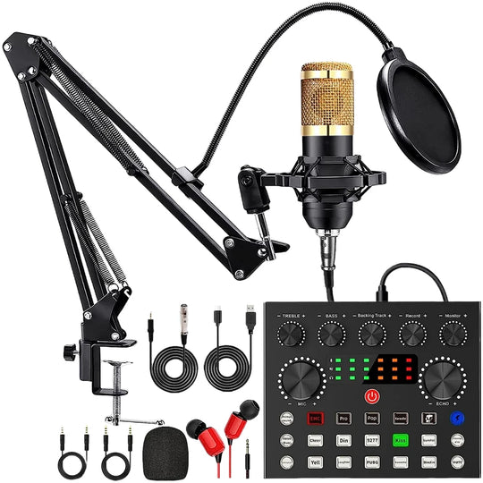G-Mix BM800 Podcast Recording Kit V8 Sound Card, Condenser Microphone &amp; Metal Shock Mount
