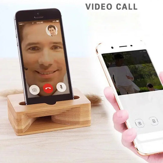 G Workspace Wooden Cell Phone Stand with Natural Sound Amplifier Desktop Mobile Phone Holder
