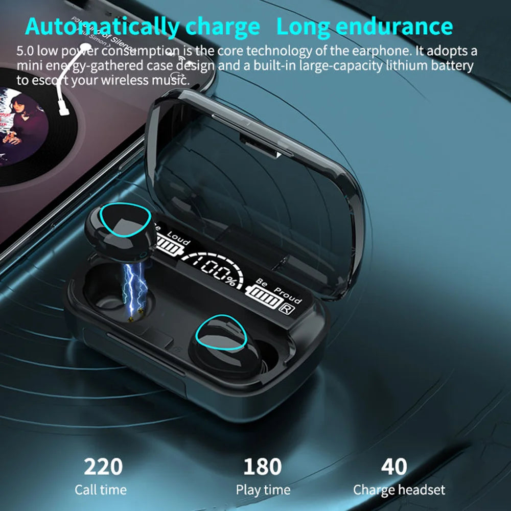 G Audio M10 Wireless Bluetooth Earbuds Stereo Earphones with Charging Case &amp; Portable Power Bank