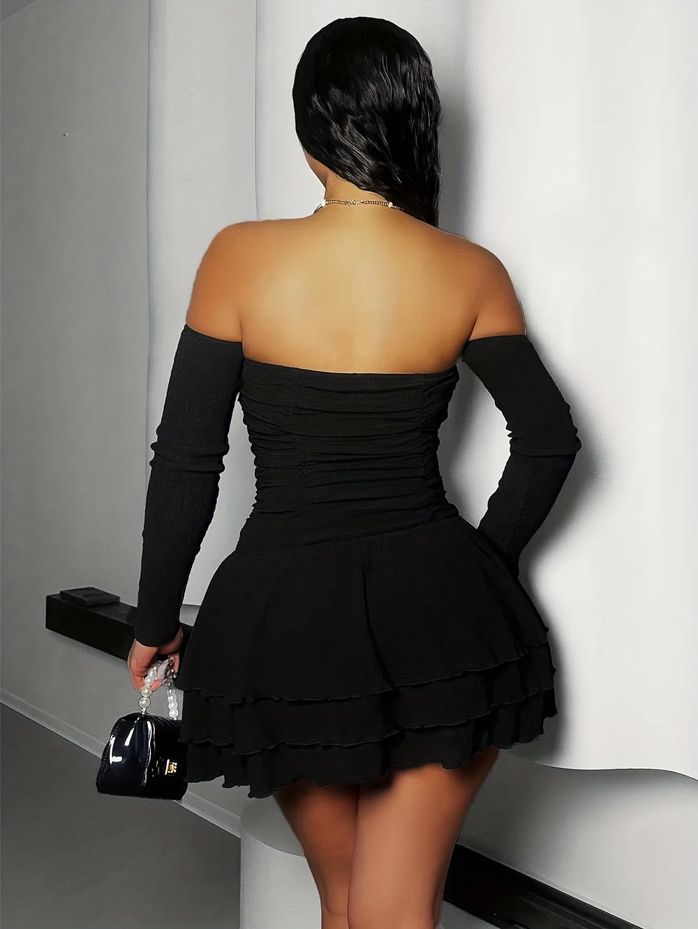 G Style Women's One-Shoulder Bodycon Midi Dress Long Sleeve Elegant Party & Evening Dress