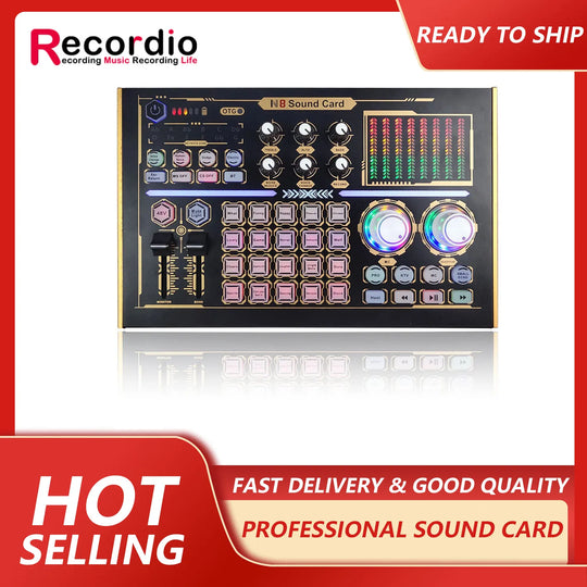 G-Mix GAX-N8 Podcast Equipment Bundle 48V Condenser Microphone &amp; Professional Recording Sound Card Kit