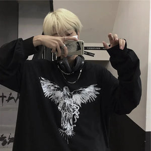 G Style Men's Long Sleeve Graphic T-Shirt Vintage Baggy Streetwear Tee