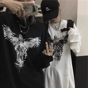 G Style Men's Long Sleeve Graphic T-Shirt Vintage Baggy Streetwear Tee