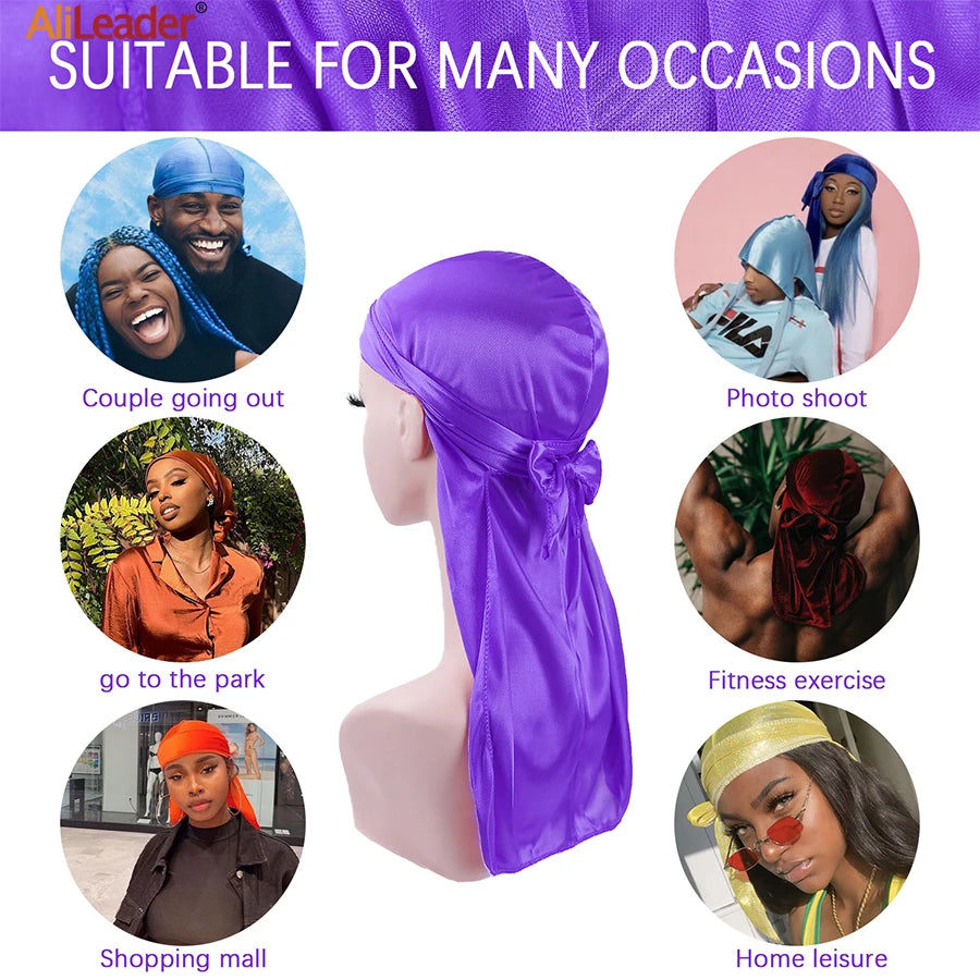 G Style Silky Satin Durag Unisex Long Tail Head Wrap for Hair Protection &amp; Everyday Style