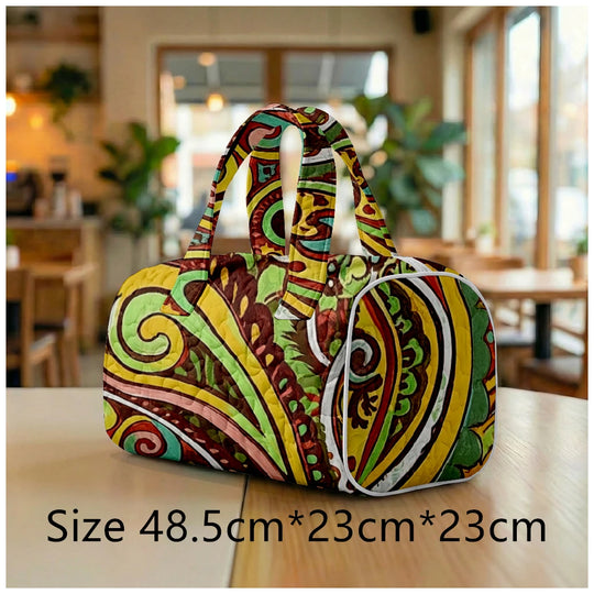 G Travel Quilted Tote Bag Large Paisley Print Shoulder Handbag for Travel &amp; Everyday Use