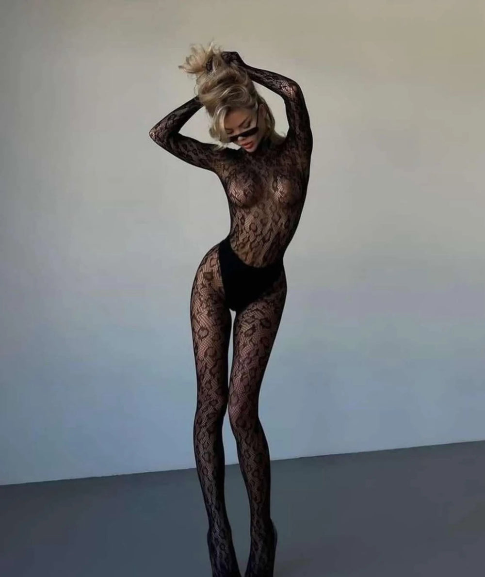 G Style Women's Sheer Mesh Bodystocking Stretch Transparent Lingerie Bodysuit