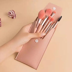 Mini Brush 8-Piece Makeup Bag Portable concealer powder brush set soft fur make-up tool  Green snap bag