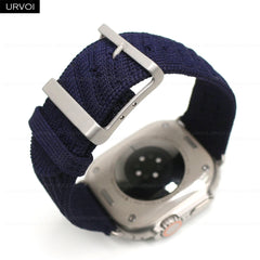 URVOI Strap for Apple Watch Ultra sporty En Mer band Bleu Nuit ocean waves pattern Polyamide custom buckle wristband for iWatch