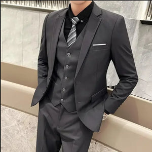 G Style Men's 3-Piece Business Suit  Slim Fit Blazer, Vest & Trousers for Weddings & Formal Events