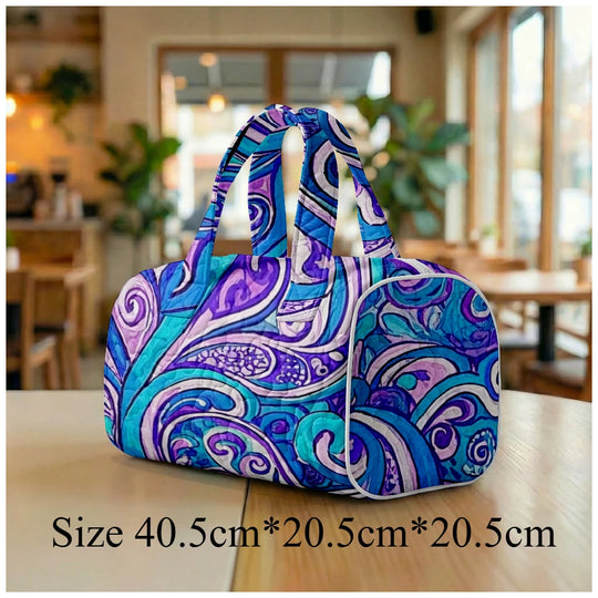 G Travel Quilted Tote Bag Large Paisley Print Shoulder Handbag for Travel &amp; Everyday Use